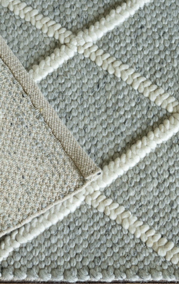 Crysta Diamond Marble/Ivory - Handwoven Textured Wool & Viscose Rug (ACDR-MI) - Image 3