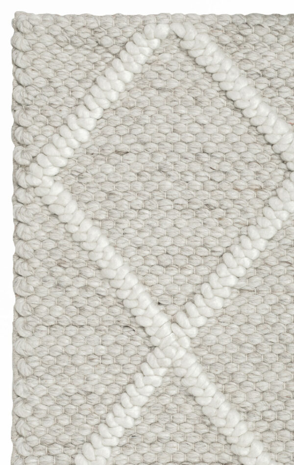 Crysta Diamond-Sand /Ivory - Handwoven Textured Wool & Viscose Rug (ACDR-SI) - Image 2
