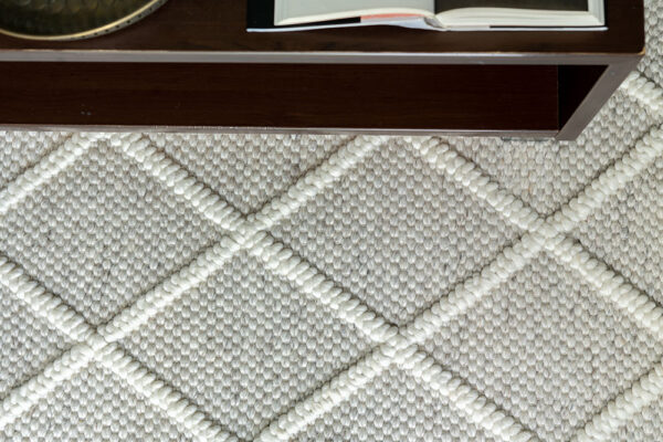 Crysta Diamond-Sand /Ivory - Handwoven Textured Wool & Viscose Rug (ACDR-SI) - Image 3