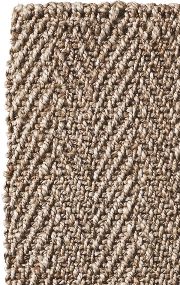 Herringbone Silver - Handspun Jute Herringbone Natural Silver Tucked Ends Latex Backed (AJR107S) - Image 2