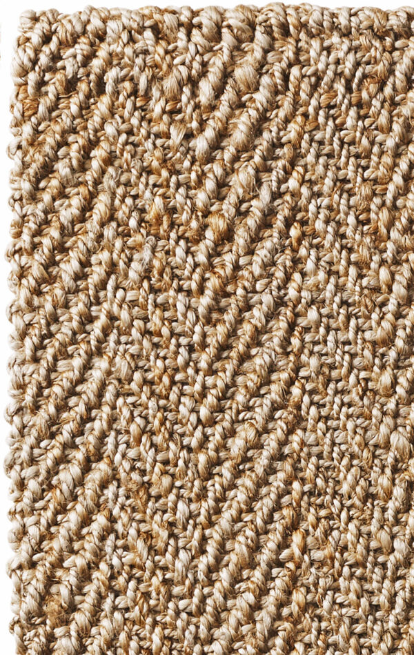 Herringbone Gold - Handspun Jute Herringbone Natural Gold Tucked Ends Latex Backed (AJR107G) - Image 2