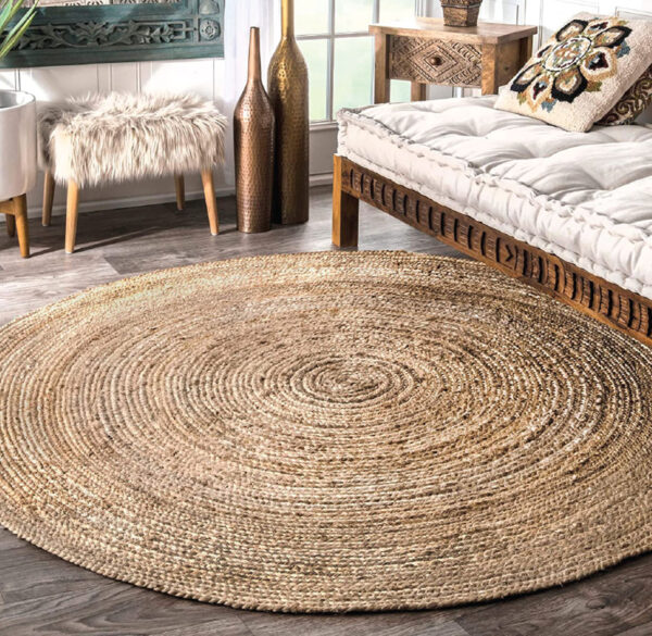 Kerala Gold - Braided Round Rug Hand Knotted Gold (AJR110G) - Image 3