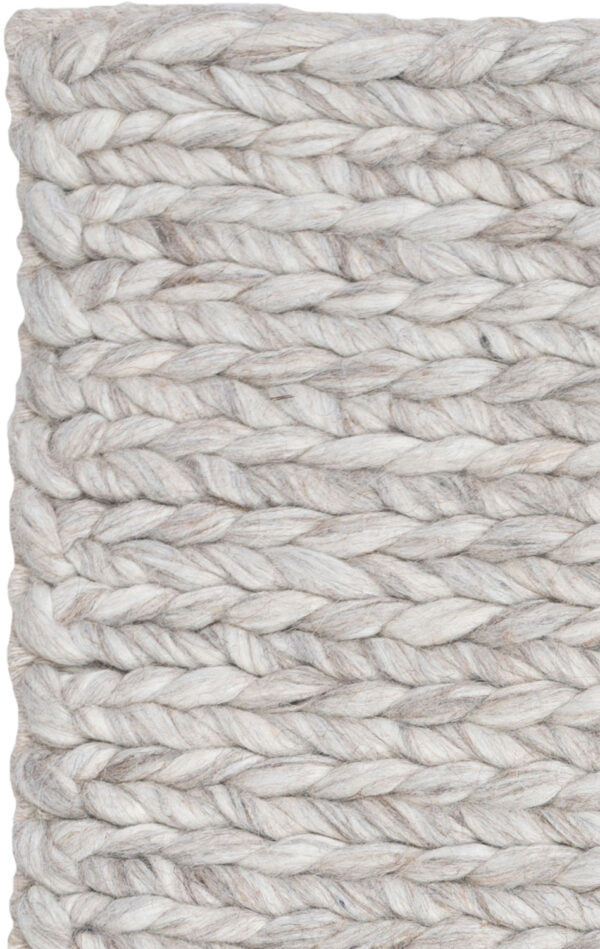 Rope Silver - Hand Braided Rope Weave Textured Chunky Wool & Viscose Rug (ARR-SL) - Image 2