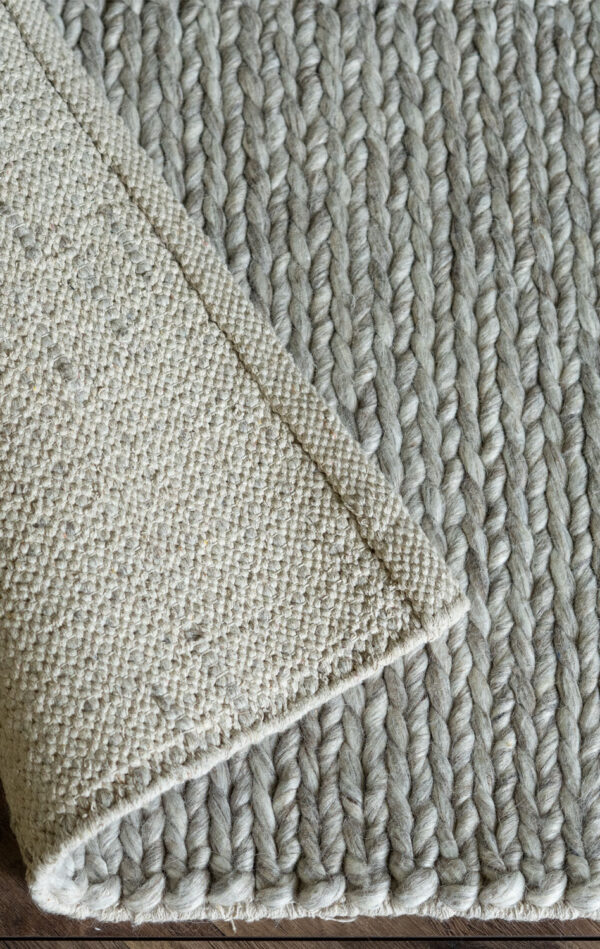 Rope Silver - Hand Braided Rope Weave Textured Chunky Wool & Viscose Rug (ARR-SL) - Image 4