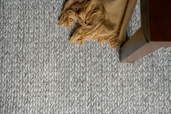 Rope Silver - Hand Braided Rope Weave Textured Chunky Wool & Viscose Rug (ARR-SL) - Image 3