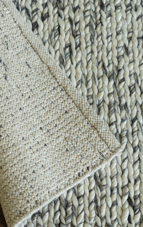 Rope Marble - Hand Braided Rope Weave Textured Chunky Wool & Viscose Rug (ARR-ML) - Image 4