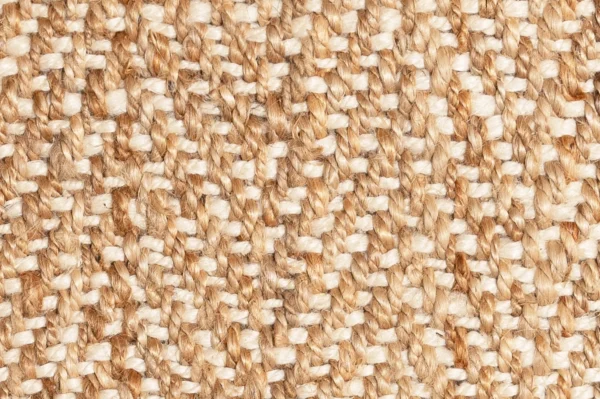 Handspun Jute Herringbone Natural Gold/Ivory Tucked Ends Latex Backed - Entrance Mat - Image 2