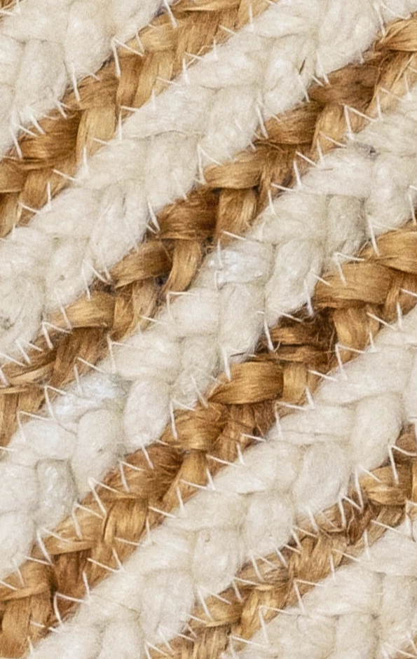 MADISON-Braided and Hand Knotted Wool & Jute Horizontal Stripped Rug with Cotton Cloth Backing-Natural/Ivory (AJWM-ST) - Image 3